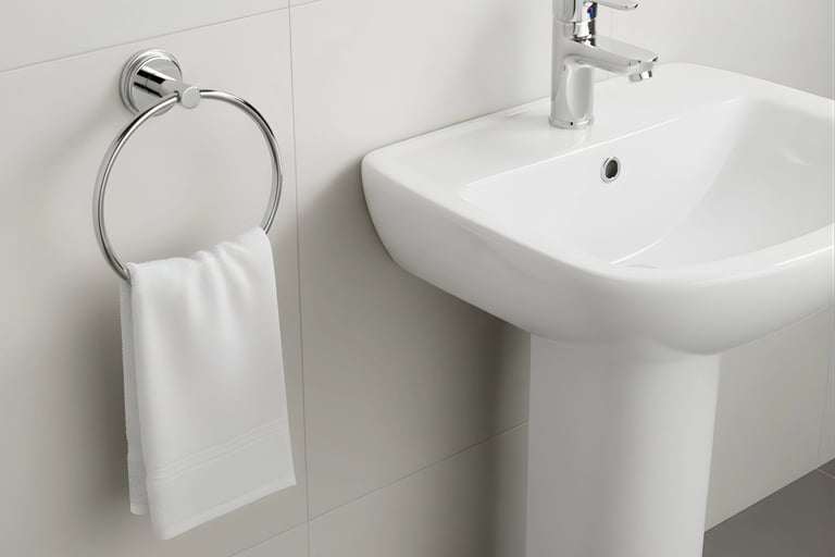 A stainless steel towel ring