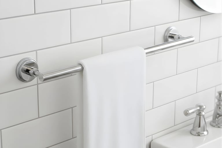 A ss towel rod demonstrated