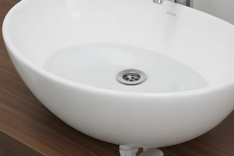 Demonstration of a waste coupling fitted in a wash basin