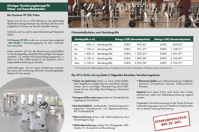 Schulz & Partner Prämientableuau Premium Fitxxl