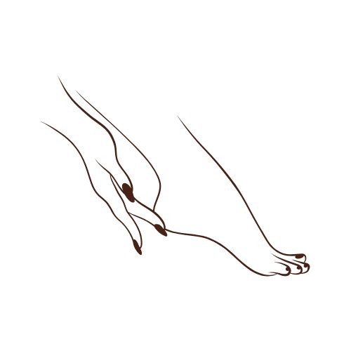 a person's feet and toes with a hand holding a string of string