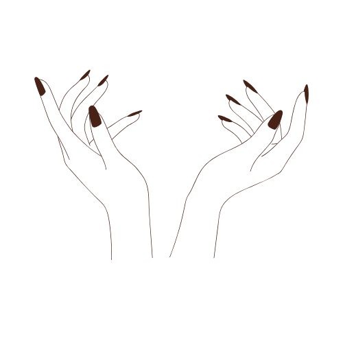 two hands holding a manicured hand with a nail polish