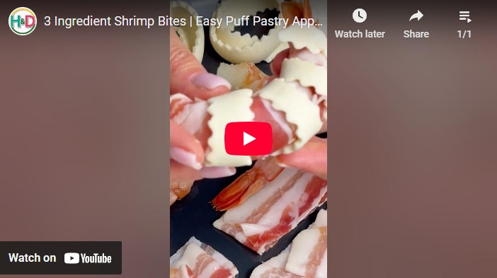 3 ingredients shrimp bites with puff pastry recipe