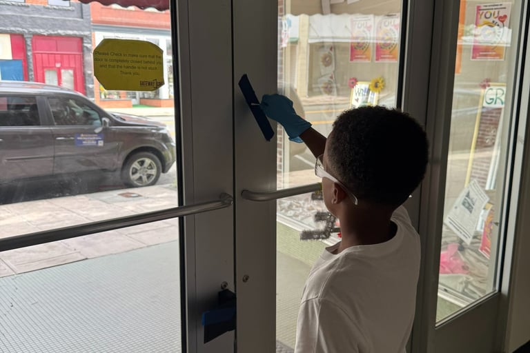 Student sampling for 'germs' at a recent Germ Detectives event. 