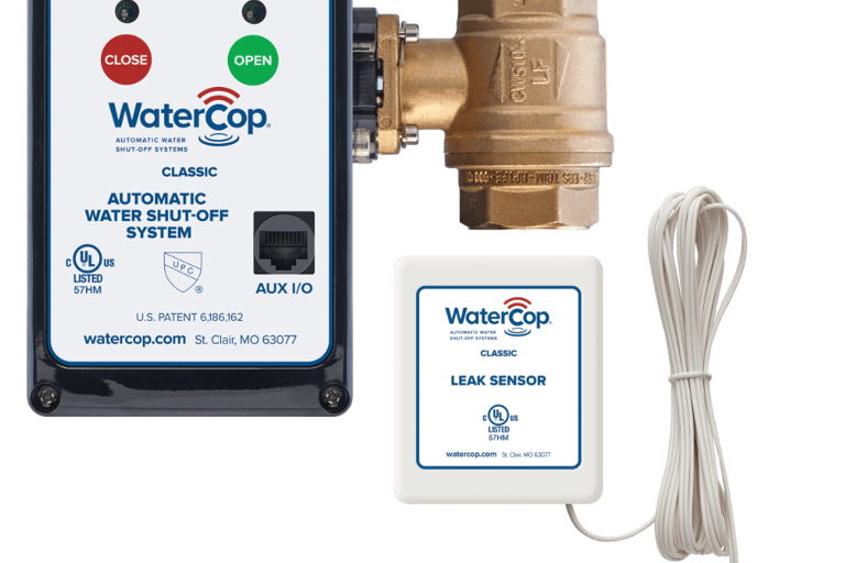 Sensors upon detecting a leak, send a wireless signal to an automatic shu