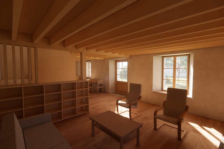 Rénovation Carnac, matériaux bio sourcés, bois, chaux, chanvre