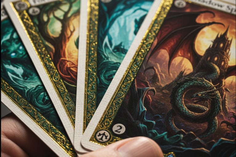a person holding a deck of cards with a dragon on it