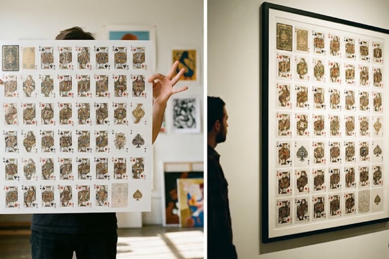 Full uncut sheet of custom playing cards for Kickstarter reward.