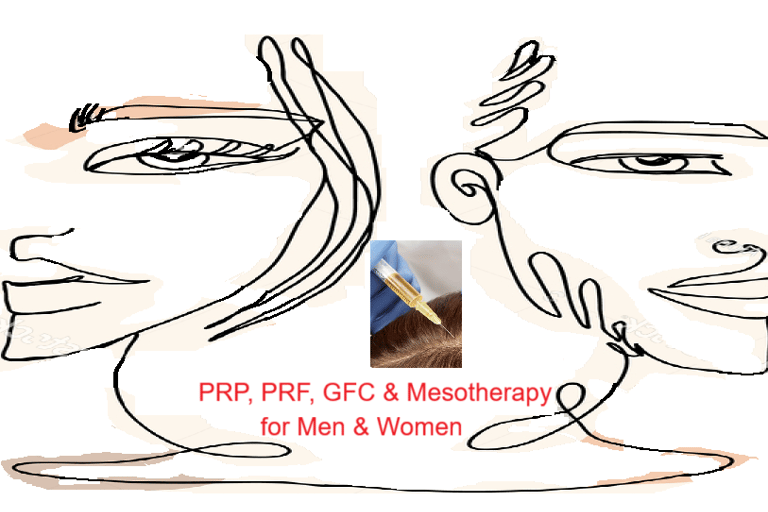 PRP, PRF, GFC, and Mesotherapy for hair loss, hair growth, and skin rejuvenation in men and women.