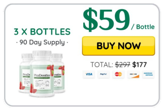 Bottle of ProDentim probiotic supplement supporting dental and gum health