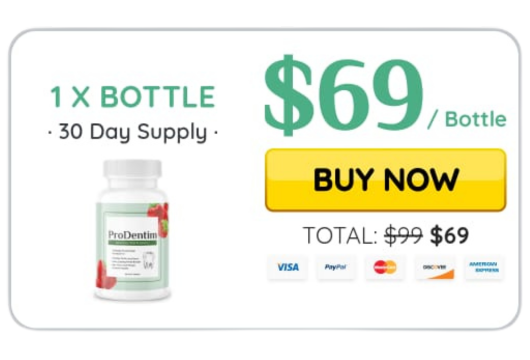 Bottle of ProDentim probiotic supplement supporting dental and gum health