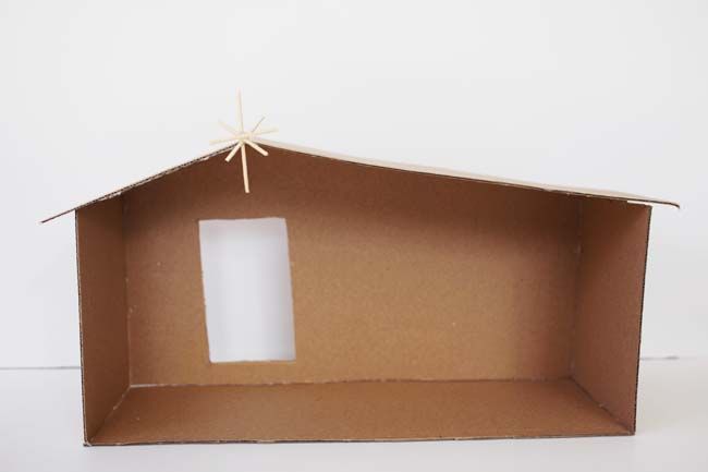 cardboard Nativity stable