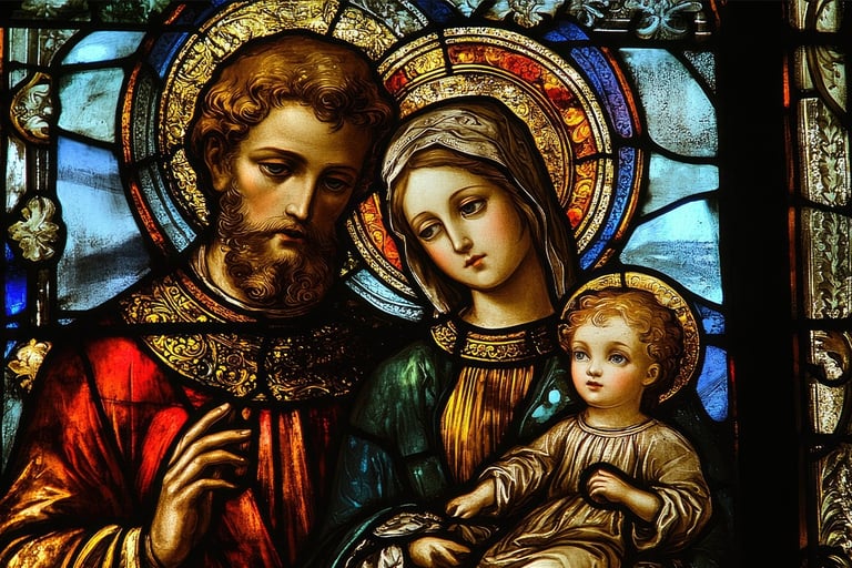 stained glass Holy Family