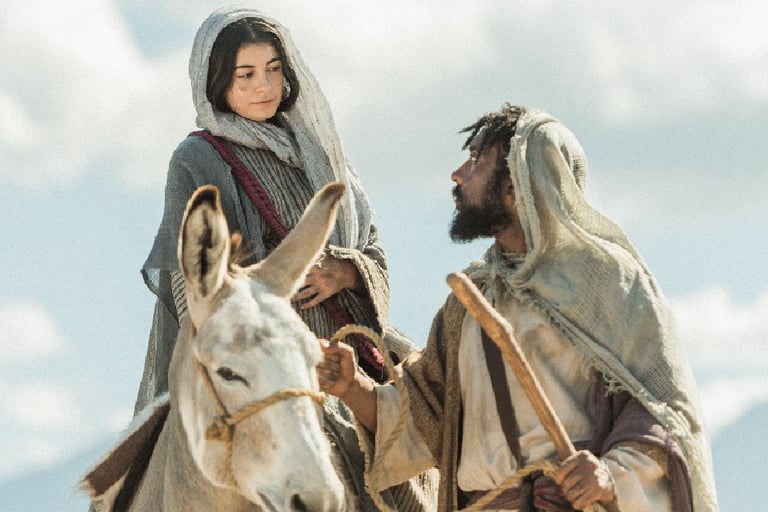 Mary and Joseph travelling
