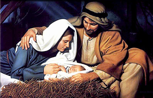 Holy Family in stable