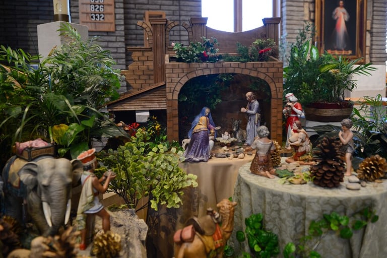 Nativity scene containing elephant