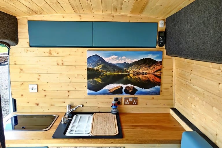 Modern wood kitchen Campervan