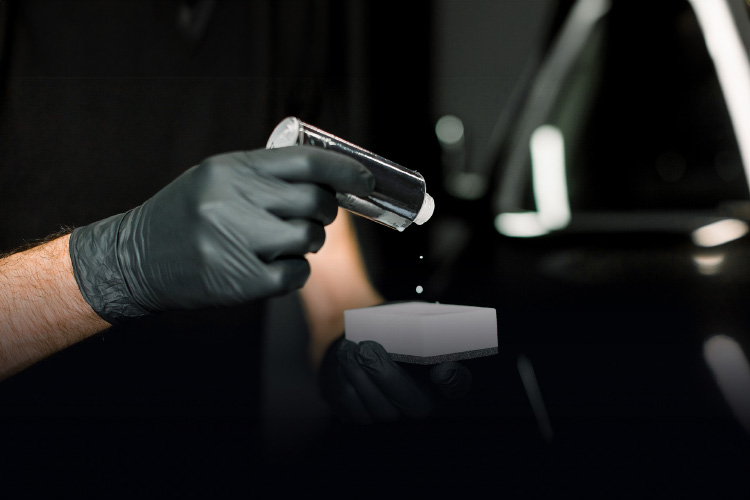 Applying advanced nano ceramic coating to a car for enhanced protection and shine in Riyadh