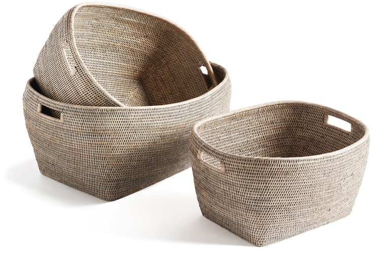 a set of three baskets with baskets on them