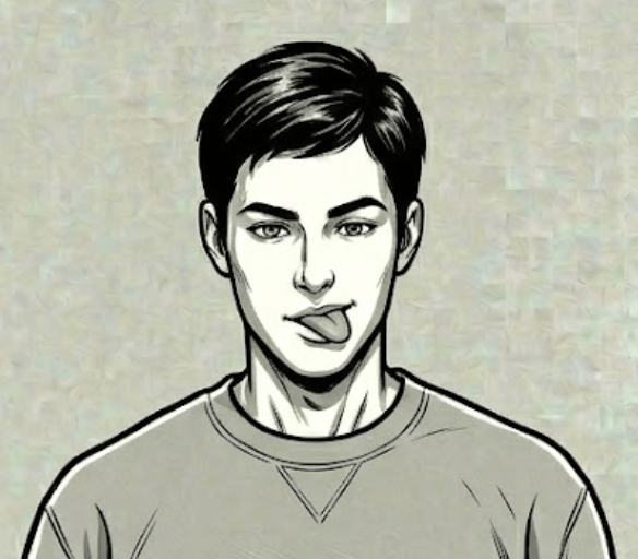 male with tongue to the side