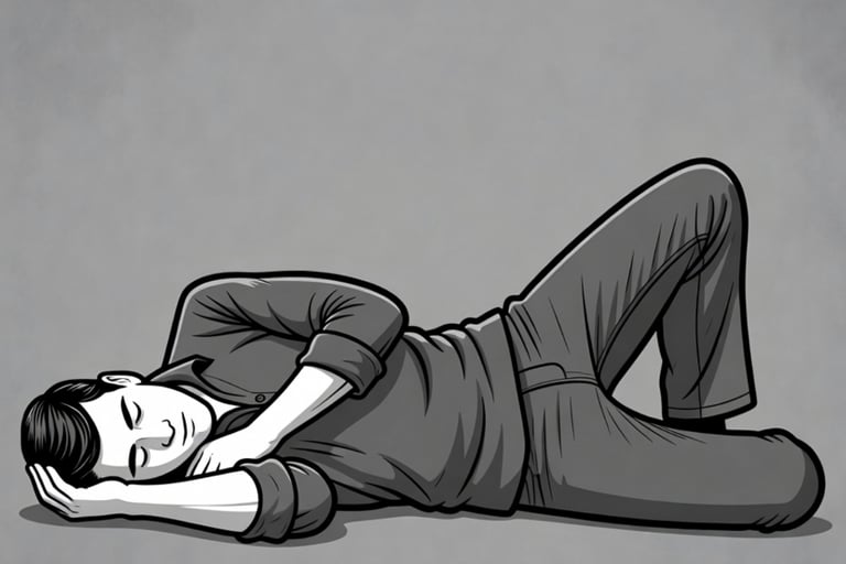 male cartoon laying on floor