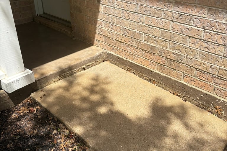 After picture of landing/sidewalk that Stony Valley cleaned in Krum Texas.