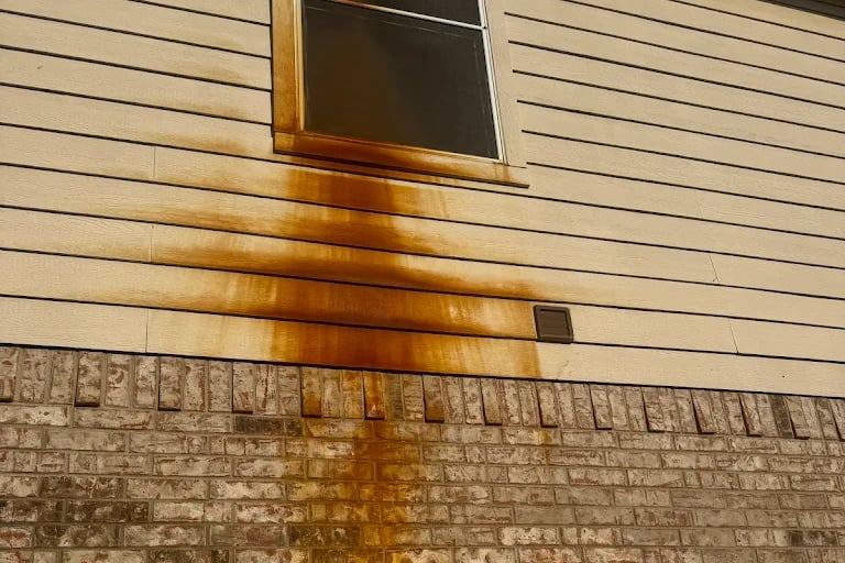 Rust caused by AC malfunction on this house in North Richland Hills was causing HOA Fines.  