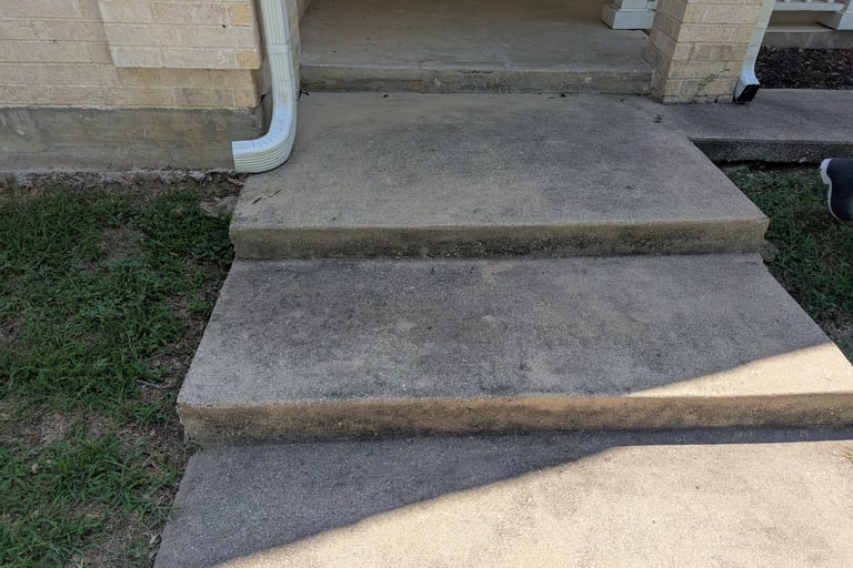 Before picture of steps with Algae build up in Krum Texas