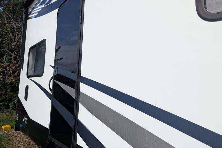 After picture of an RV soft wash we completed in Ponder Texas.