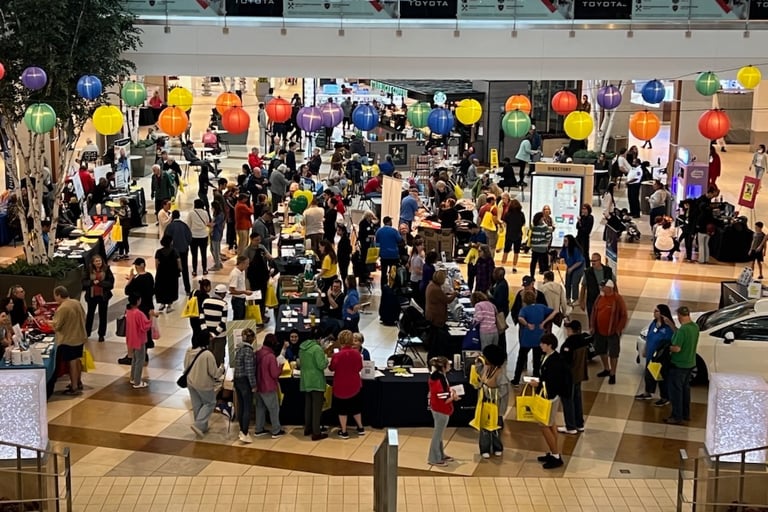 a crowded people at the mall