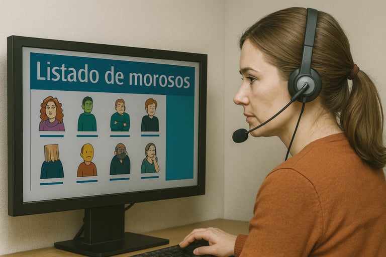administradora llamando para cobrar a los morosos