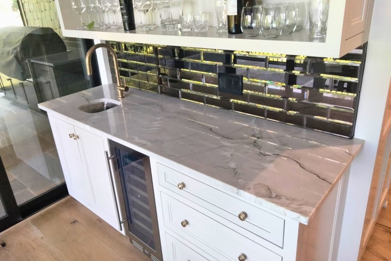 White granite home bar countertop in Black Mountain, NC