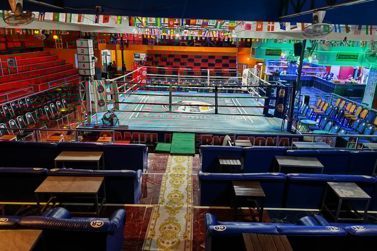 VIP standard, Comfortable leather seating near the fighter's entrance and the ring.