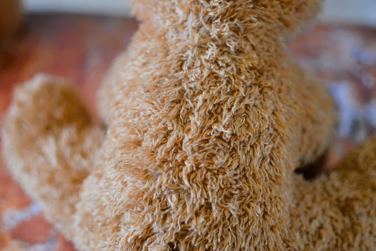 Ours en peluche réparé avec couture refermée discrètement