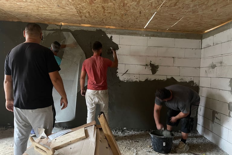 Murpussing innvendig.