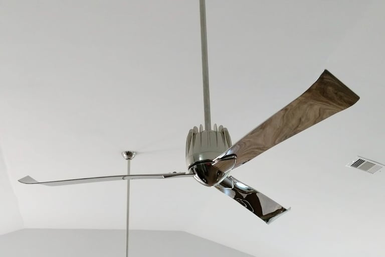 Beautiful chrome 3 blade ceiling fans installed
