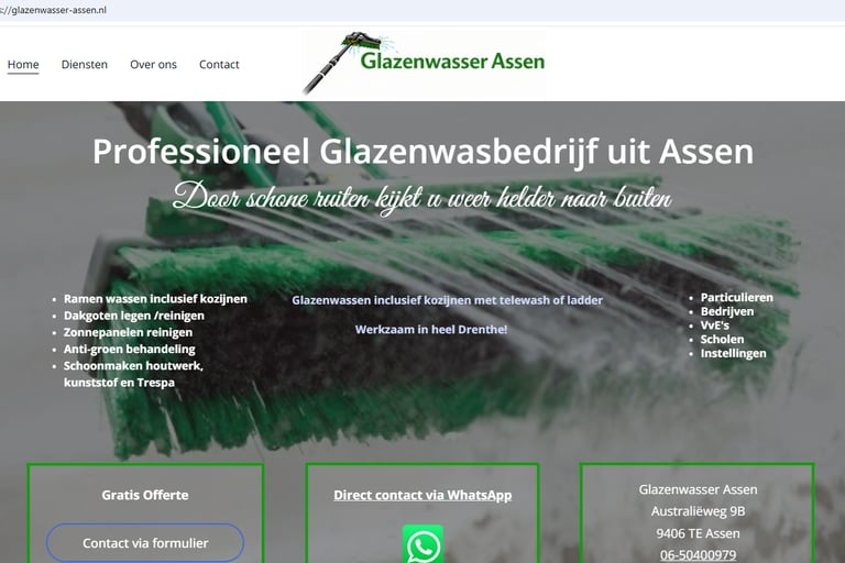 Glazenwasser Assen website