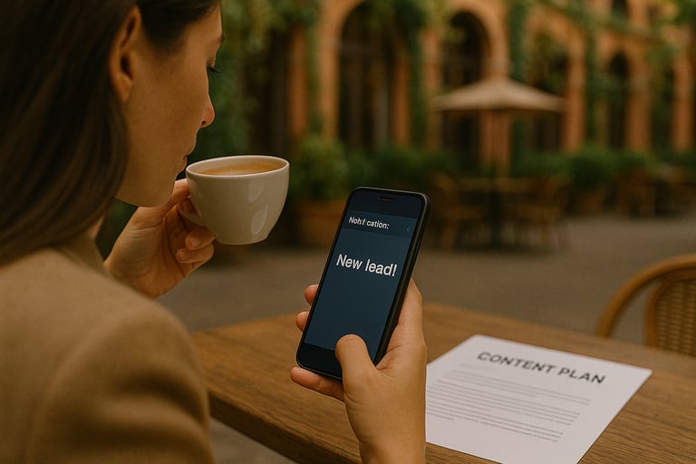 woman staring at phone