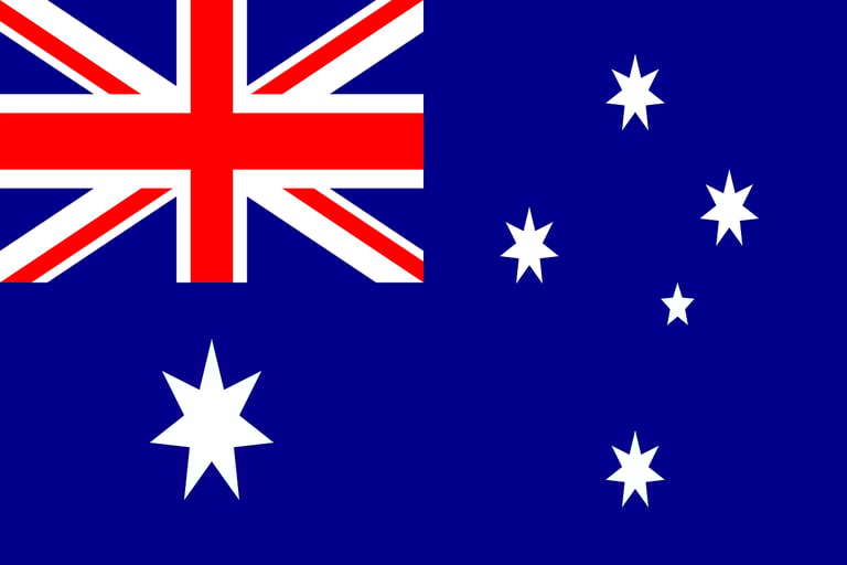 The national flag of Australia featuring the Union Jack and Southern Cross stars on a blue field.