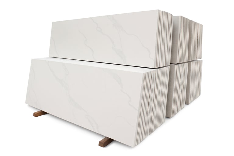 a stack of white quartz with white background