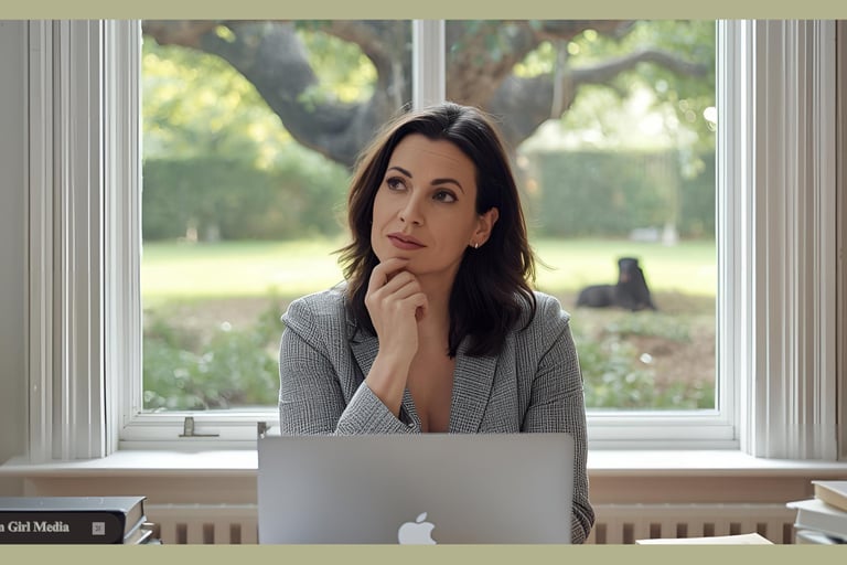 woman at laptop thinking