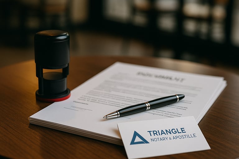 Mobile notary in North Carolina at signing table