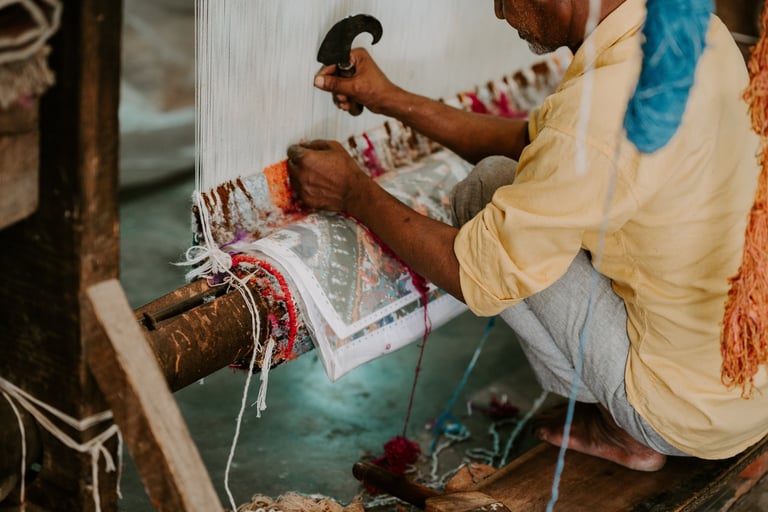 Handmade rug weaving