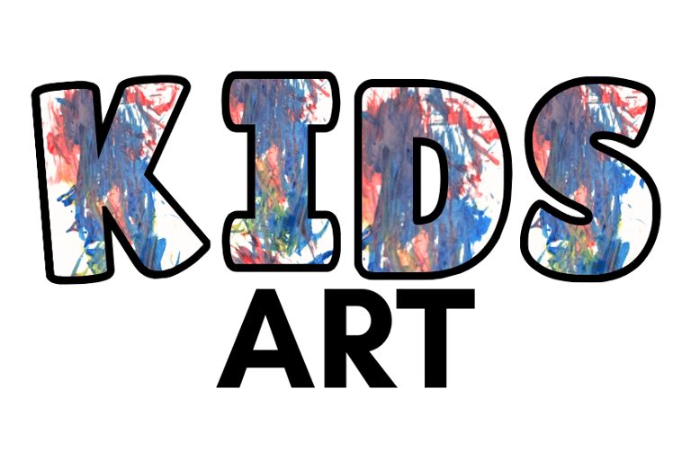 The word "kids" with finger painting inside the letters