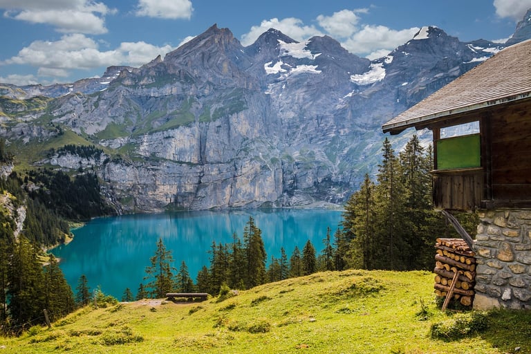 Oeschinen Lake elopement in Switzerland