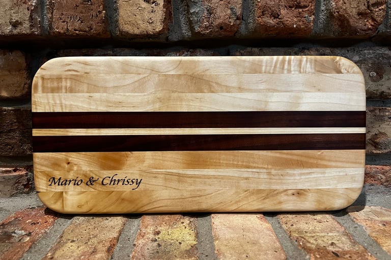 maple with walnut engraved