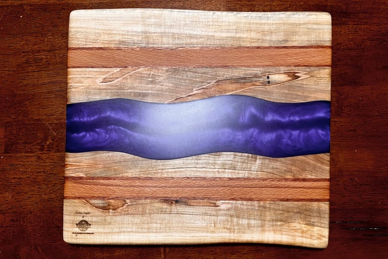 natural edge maple cherry and purple resin