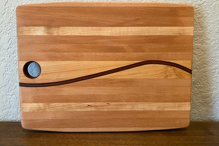 maple board with walnut wave