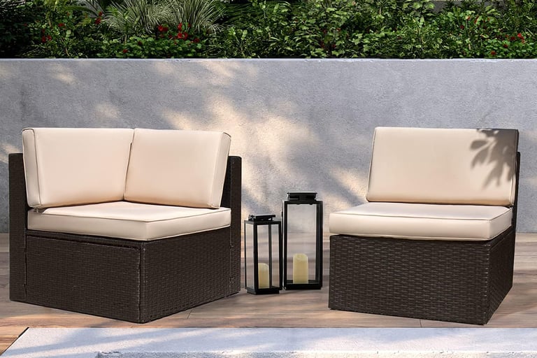 All-weather PE rattan outdoor seating set with thick cushions for garden