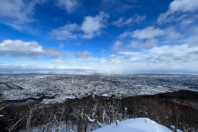 mountain view of sapporo hokkaido japan in winter with snow